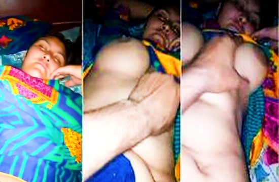 sexy Pakistani mother let her son press her big boobs while sleeping