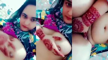 New pakistani sex mms Cute hot beautiful Pashto girl squeezes big boobs fingers pussy
